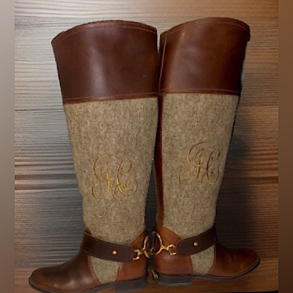 JUICY COUTURE RARE Y2K vintage tall riding boots w/dust bag embroidered JC monog - Picture 4 of 15